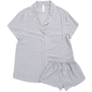 Splendid striped pajama collared button top shorts